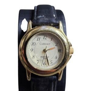 Carriage by Timex Indiglo Gold Tone Date Dial Women's Quartz Watch Tested
